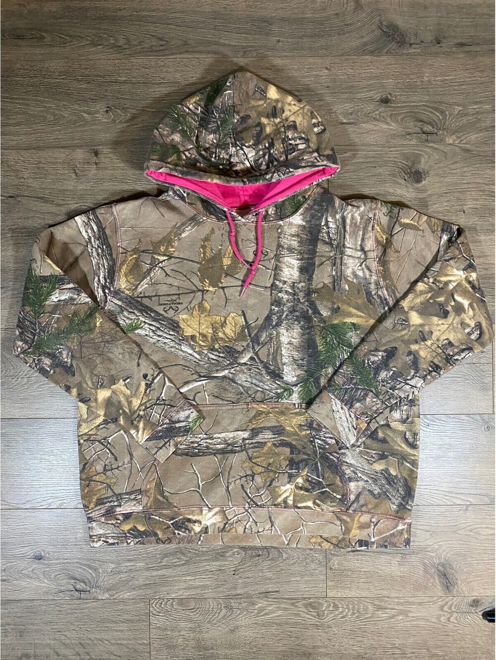 Realtree Hoodie Womens L Camo Pink Hunting Pullover Sweatshirt Y2K